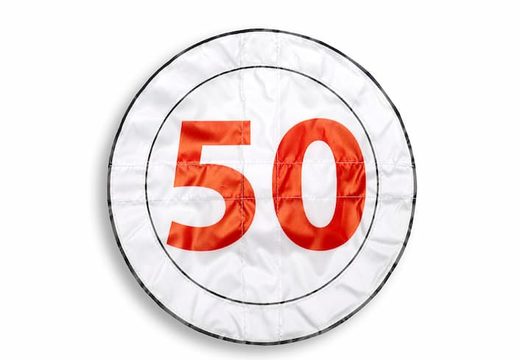 Opblaasbare inflatable banner voor 50 vijftig jaar jubileum feest te koop in rood wit voor jong en oud