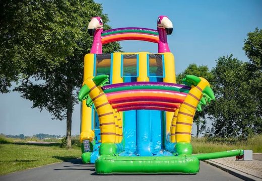 Bestel Drop & Slide Jungle luchtkussen dubbele glijbaan voor kinderen. Koop opblaasbare luchtkussens online bij JB Inflatables Nederland