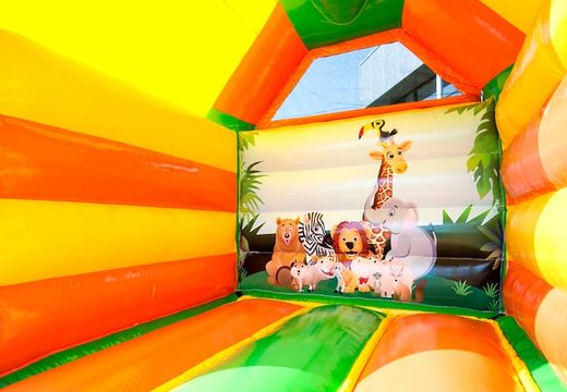 Midi opblaasbare luchtkussen bestellen in jungle thema voor kinderen. Luchtkussens zijn online te koop bij JB Inflatables Nederland