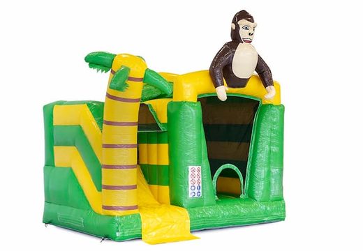 Bestel opblaasbaar multiplay springkussen in thema jungle inclusief een 3D object van een gorilla met of zonder bad voor kinderen bij JB Inflatables Nederland. Koop springkussens online bij JB Inflatables Nederland