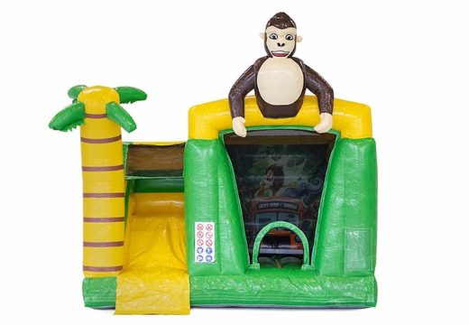 Opblaasbaar groen mini splash bounce springkussen met zwembadje bestellen in thema jungle met gorilla voor kinderen bij JB Inflatables Nederland. Bestel springkussens online bij JB Inflatables Nederland