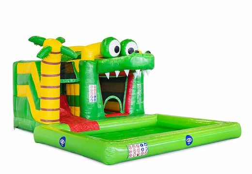 Koop opblaasbaar multiplay springkasteel in thema krokodil inclusief met of zonder bad voor kinderen bij JB Inflatables Nederland. Bestel springkastelen online bij JB Inflatables Nederland