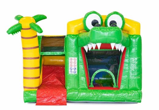 Klein splash bounce springkussen met zwembad in thema krokodil voor kids kopen bij JB Inflatables Nederland. Bestel springkussens online bij JB Inflatables Nederland. 