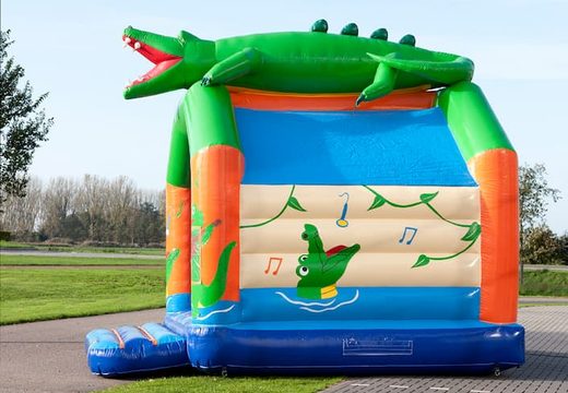Bestel unieke standaard springkastelen met een 3D object van een krokodil aan de bovenkant voor kinderen. Koop springkastelen online bij JB Inflatables Nederland