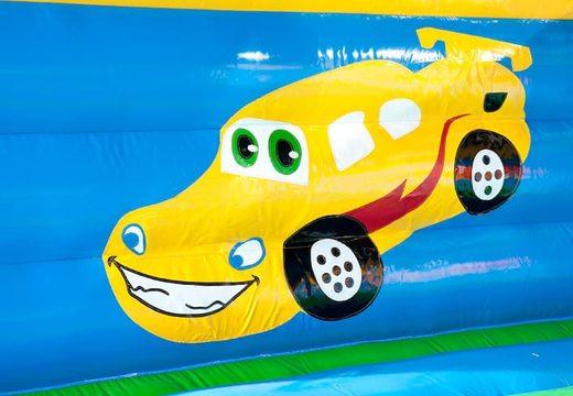 Groot auto super springkussen overdekt kopen met vrolijke animaties voor kinderen. Koop springkussen online bij JB Inflatables Nederland