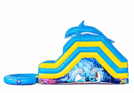 Bestel opblaasbaar multiplay springkasteel in dolfijnen thema met of zonder bad voor kinderen bij JB Inflatables Nederland. Koop springkastelen online bij JB Inflatables Nederland