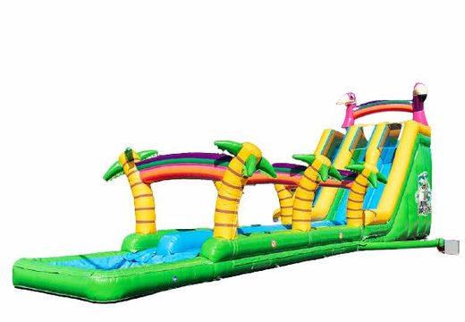 Bestel Drop & Slide Jungle springkasteel met dubbele glijbaan voor kinderen. Koop springkastelen online bij JB Inflatables Nederland 