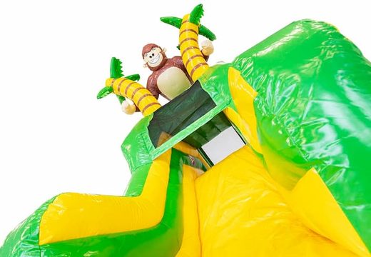 Bestel opblaasbaar multiplay springkasteel in thema jungle inclusief een 3D object van een gorilla met of zonder bad voor kinderen bij JB Inflatables Nederland. Koop springkastelen online bij JB Inflatables Nederland