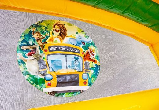 Waterglijbaan springkasteel in jungle thema met bovenop een 3D object van een grote gorilla bestellen bij JB Inflatables Nederland. Koop nu springkastelen online bij JB Inflatables Nederland 