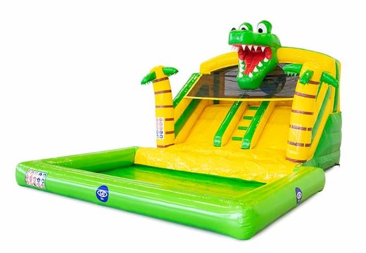 Splashy slide Krokodil springkasteel met koppelbare bad kopen bij JB Inflatables Nederland. Bestel springkastelen online bij JB Inflatables Nederland