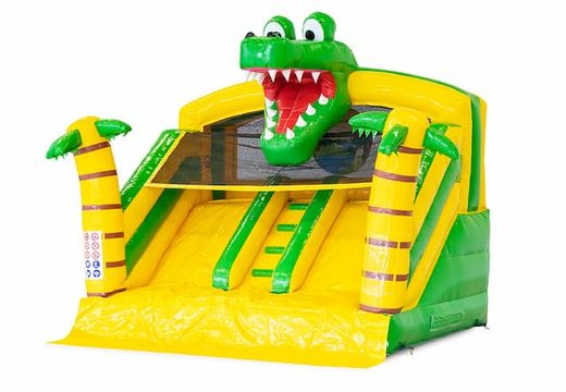 Splashy slide krokodil springkussen met koppelbare bad bestellen bij JB Inflatables Nederland. Koop springkussens online bij JB Inflatables Nederland