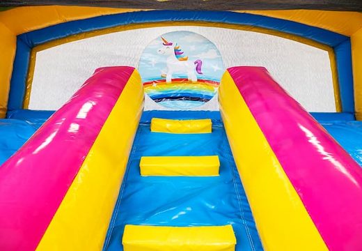 Multiplay splashy slide unicorn springkasteel kopen voor kids bij JB Inflatables Nederland. Bestel springkastelen online bij JB Inflatables Nederland