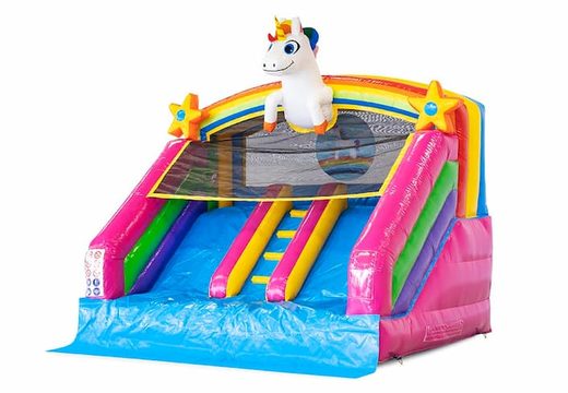 Splashy slide unicorn springkussen voor kids bestellen bij JB Inflatables Nederland. Koop springkussens online bij JB Inflatables Nederland
