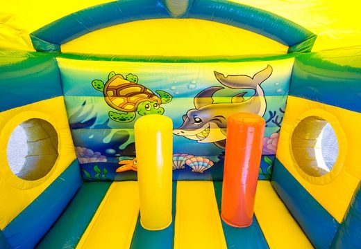 Klein overdekt opblaasbaar multiplay springkasteel te koop in thema vijfhoek seaworld zee voor kinderen