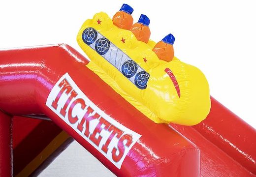 Bestel slide combo opblaasbaar springkussen in rollercoaster thema rood voor kinderen 