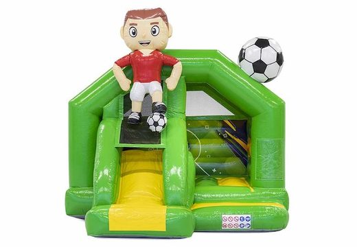 Slide combo opblaasbaar springkussen met voetbal thema in het groen kopen voor kinderen