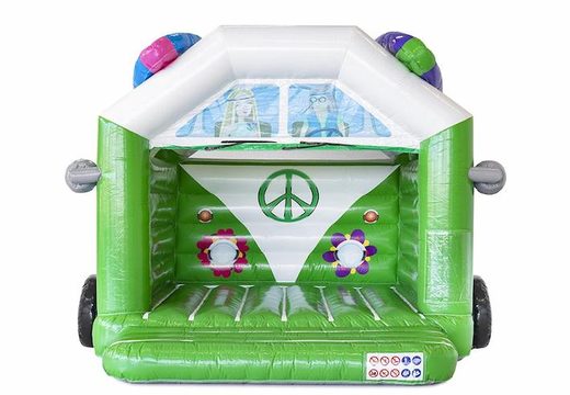 Opblaasbaar springkasteel standaard met dak in hippy thema groen te koop voor kinderen