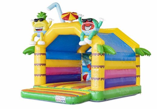 Opblaasbaar springkasteel summer party thema met feestelijke objecten te koop voor kinderen