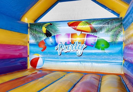 Opblaasbaar springkasteel summer party thema met feestelijke objecten bestellen voor kinderen
