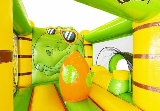 Compact springkasteel opblaasbaar in dino thema inclusief glijbaan kopen voor kinderen