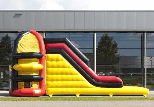 Opblaasbare spider toren attractie bestellen in geel en rood voor zeskamp spel voor kinderen bij JB Inflatables