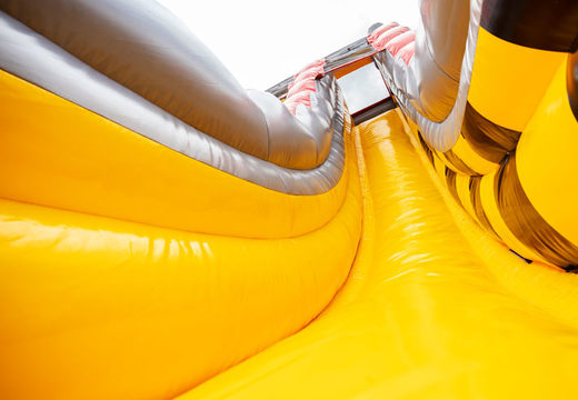 grote inflatable dubbele glijbaan in het rood met geel voor kinderen om op te spelen bestellen