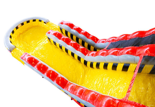 Inflatable waterglijbaan Waterslide S22 High Voltage met stroom thema in rood en geel bestellen