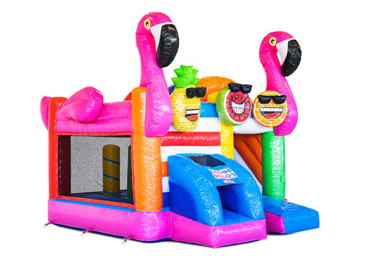 Opblaasbare Mini Multiplay springkussen in Flamingo thema te koop bij JB Inflatables. Bestel opblaasbare springkussens bij JB Inflatables Nederland