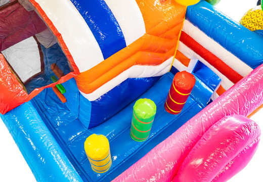 Mini Multiplay opblaasbare luchtkussen te koop in Flamingo thema voor kinderen. Bestel opblaasbare luchtkussens  bij JB Inflatables Nederland