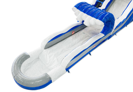 Inflatable waterglijbaan met badje in blauw, wit, zilver bestellen