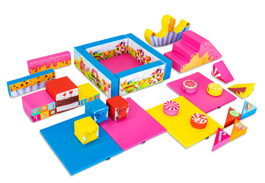 Softplay set XXL Candy thema kleurrijke blokken om mee te spelen