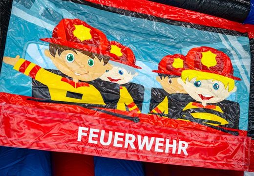 Springkussen thema brandweer met illustratie Duitse brandweermannen online bestellen