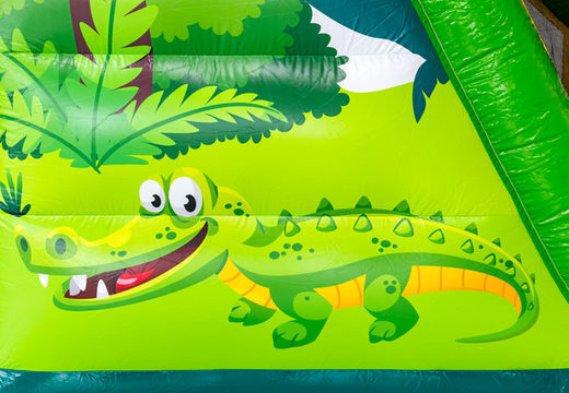 Illustratie van krokodil in jungle op stormbaan module base jump